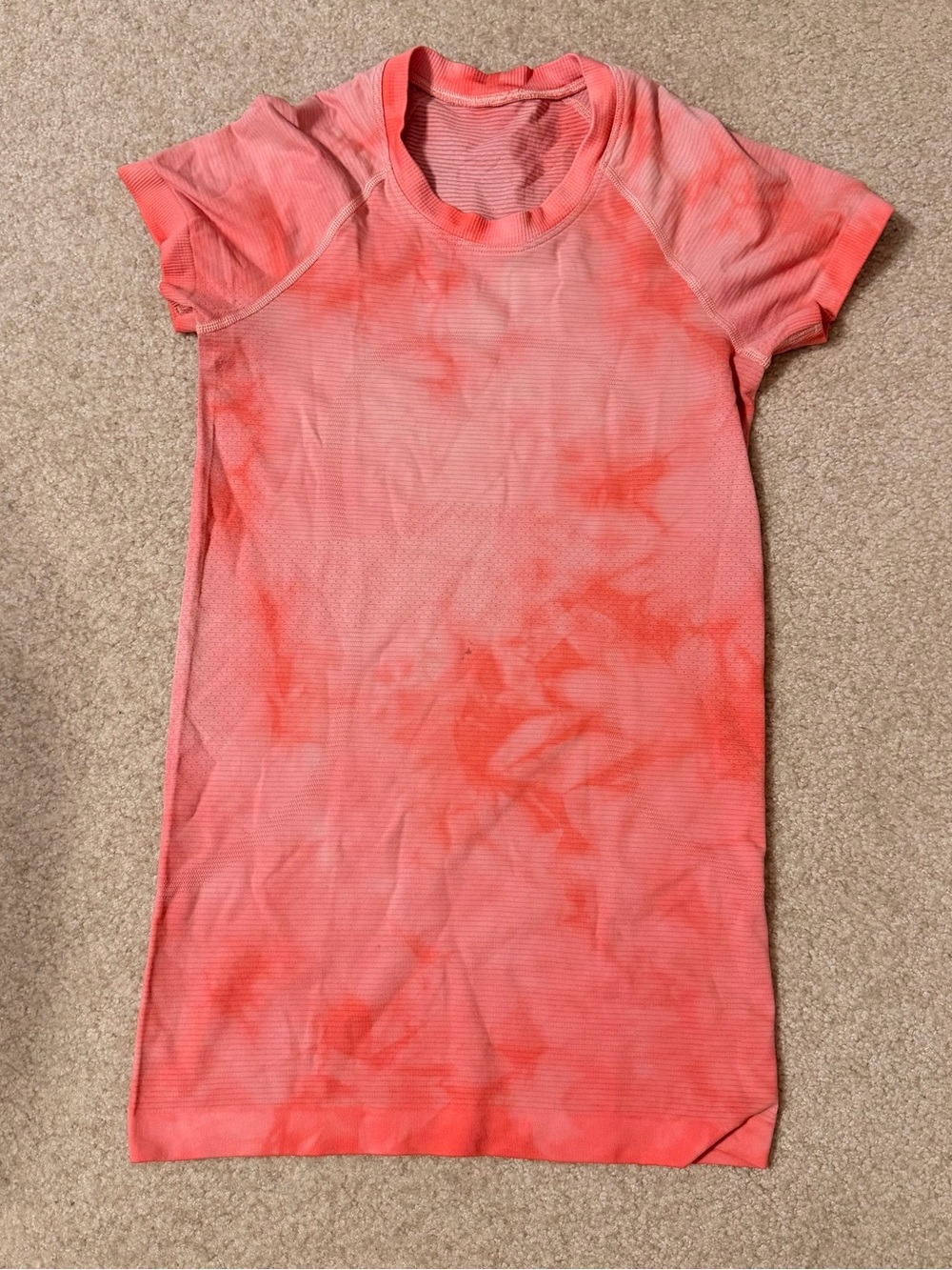 Lululemon Tie-Dye Coral Pink Short Sleeve Athletic Top